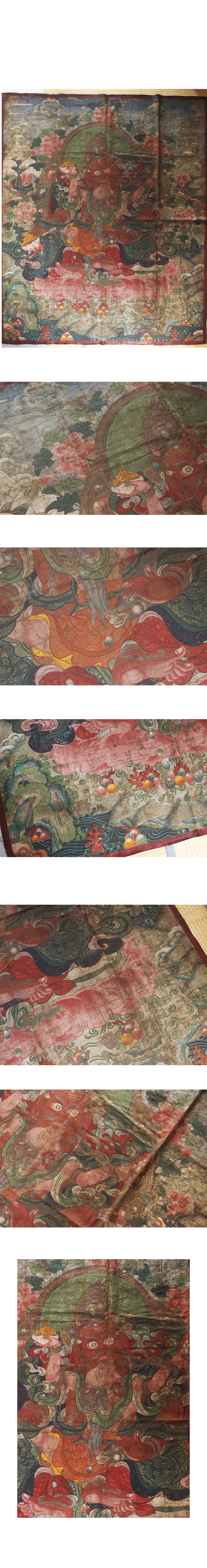 タンカ 大幅 古画 曼荼羅 150cm × 130cm 元-明代 チベット インド 仏画 ...
